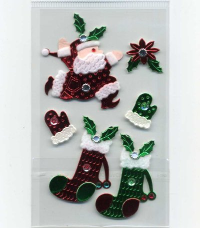Christmas Foil Stickers - Santa & Stockings (FX181)
